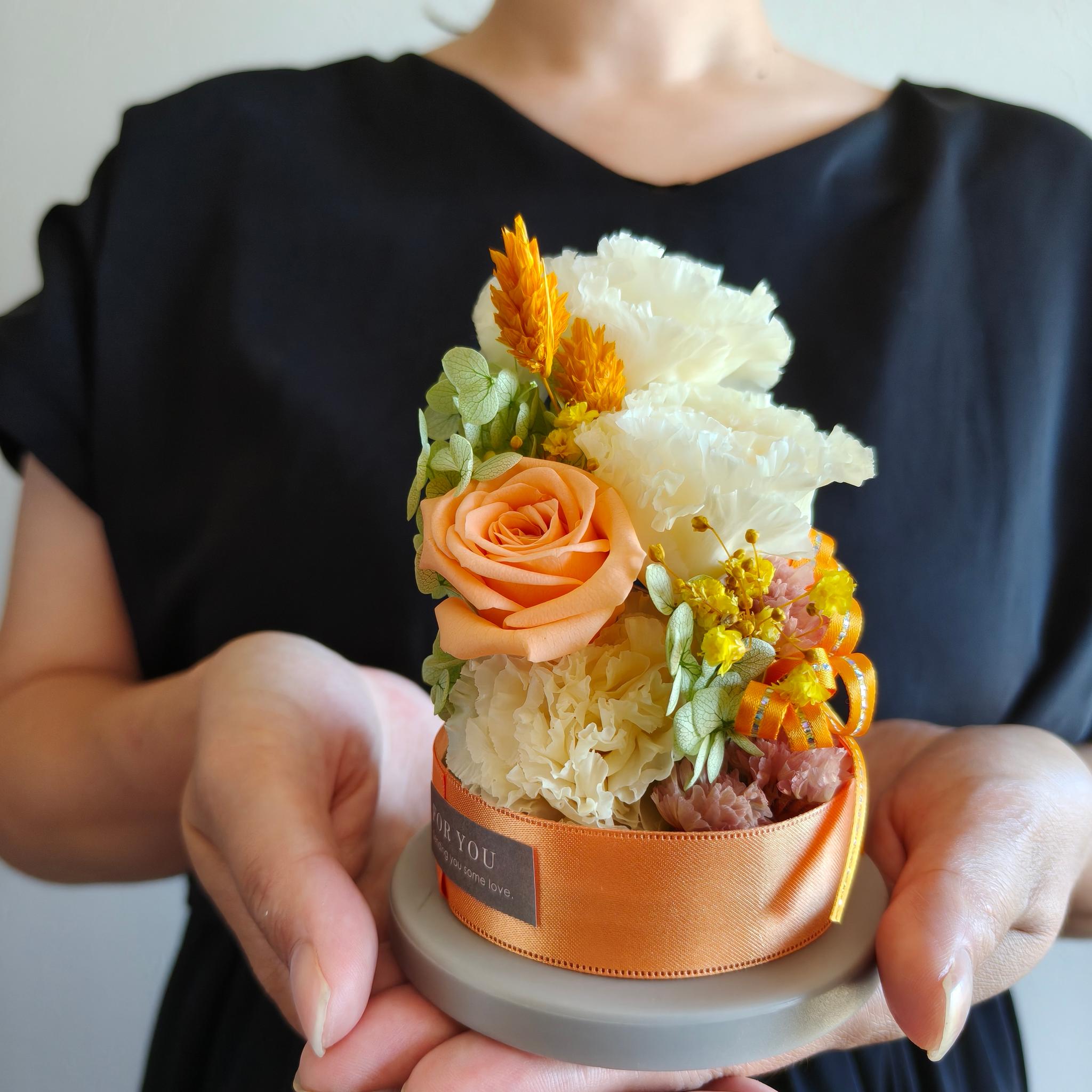 オーダー◎トルコキキョウとバラのプリザーブドアレンジメント プレゼント お祝い花 お供え花お盆2025仏花 退職祝い | 7枚目